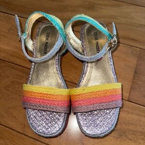 Steve Madden Blue and Yellow Sandals Vibrant Straps Open-Toe